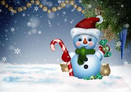 new year snowman postcard drawing
