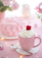 cocoa with cream at a pink party