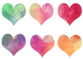 romantic watercolor hearts