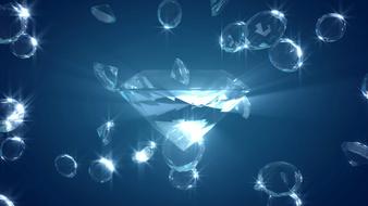 shiny diamonds on blue background