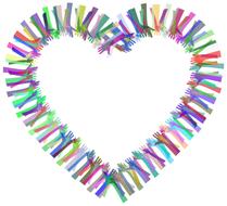 painted heart of colorful hands
