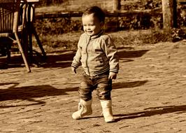 monochrome photo of a little boy