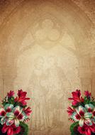 vintage flowers church drawing