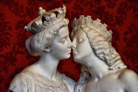 marble sculpture of kissing couple
