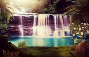 landscape of Fantasy Waterfall Rock