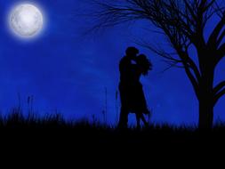 romantic night love drawing