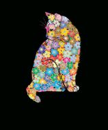 flower cat drawing
