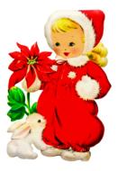 retro christmas girl 1950s vintage drawing
