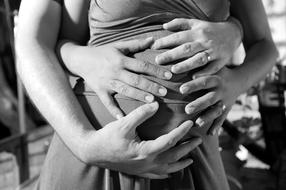 Black and White photo of Hands on Belly