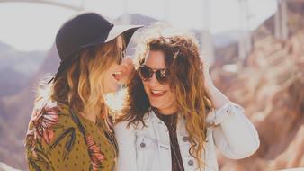 happy girls in sunglasses