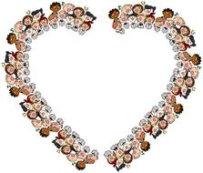 cartoon children choir stands in heart shape