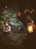 Fantasy Girl Forest drawing