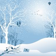 painted winter landscape in the forest
