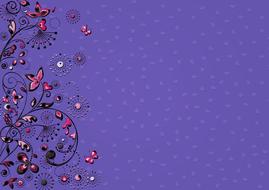 whimsical pattern with butterflies on purple background