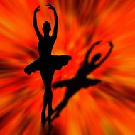 ballerina silhouette on fiery background