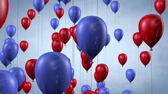 balloons flying red and blue