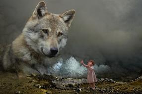 Fantasy Wolf Child banner drawing