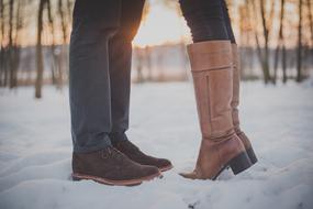 Kissing Couple Feet on snow