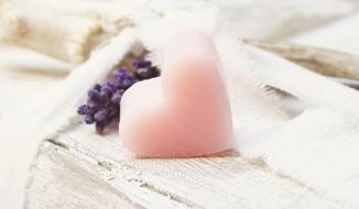 Beautiful soft pink soap and beautiful lavender flowers