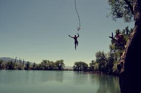 bungee jumping man