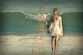 couple togetherness sea