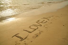 Beach Sand i love yuo text