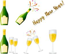 champagne happy new year drawing
