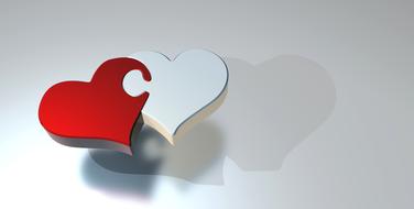 puzzle, two hearts together, love symbol, render