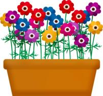 flowers in pot drawing