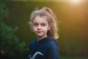 portrait of Little Girl and Wildflowers