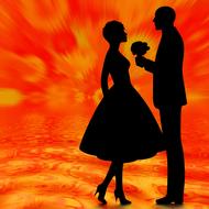silhouette love romantic feeling drawing