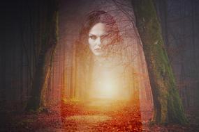 woman image in the Gothic forest