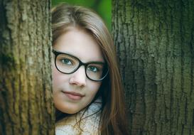 Portrait of Girl with Glasses in forest