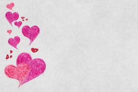 drawing of pink hearts on a white background