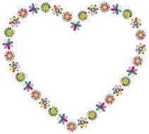 Beautiful heart frame, made of the colorful flowers, on clipart