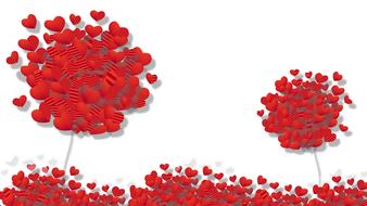 painted trees of red hearts