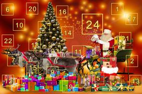 clipart of advent calendar with Christmas gifts