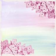 painted purple lilac on a postcard