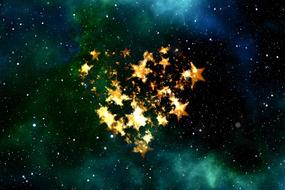 starry Heart at abstract dark background, love in universe, digital art