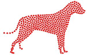 dog made of red hearts