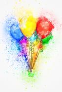 watercolor painted multicolored balloons