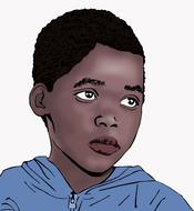 painted portrait of a dark-skinned boy