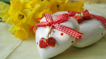 Heart Love Gift and yellow flowers