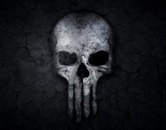 White skull and crossbones at black background