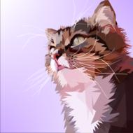 artwork with a cat portrait