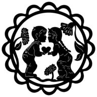 silhouette of lovers boy and girl as illustration