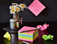 colorful Paper Block and flowers