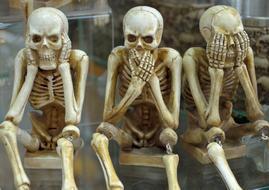 three Funny Skeletons, hear no evil, speak no evil, see no evil expression