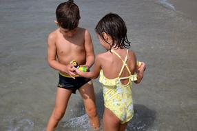 Children on sea beach