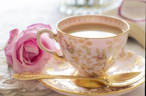 hot coffee in a beautiful porcelain cup